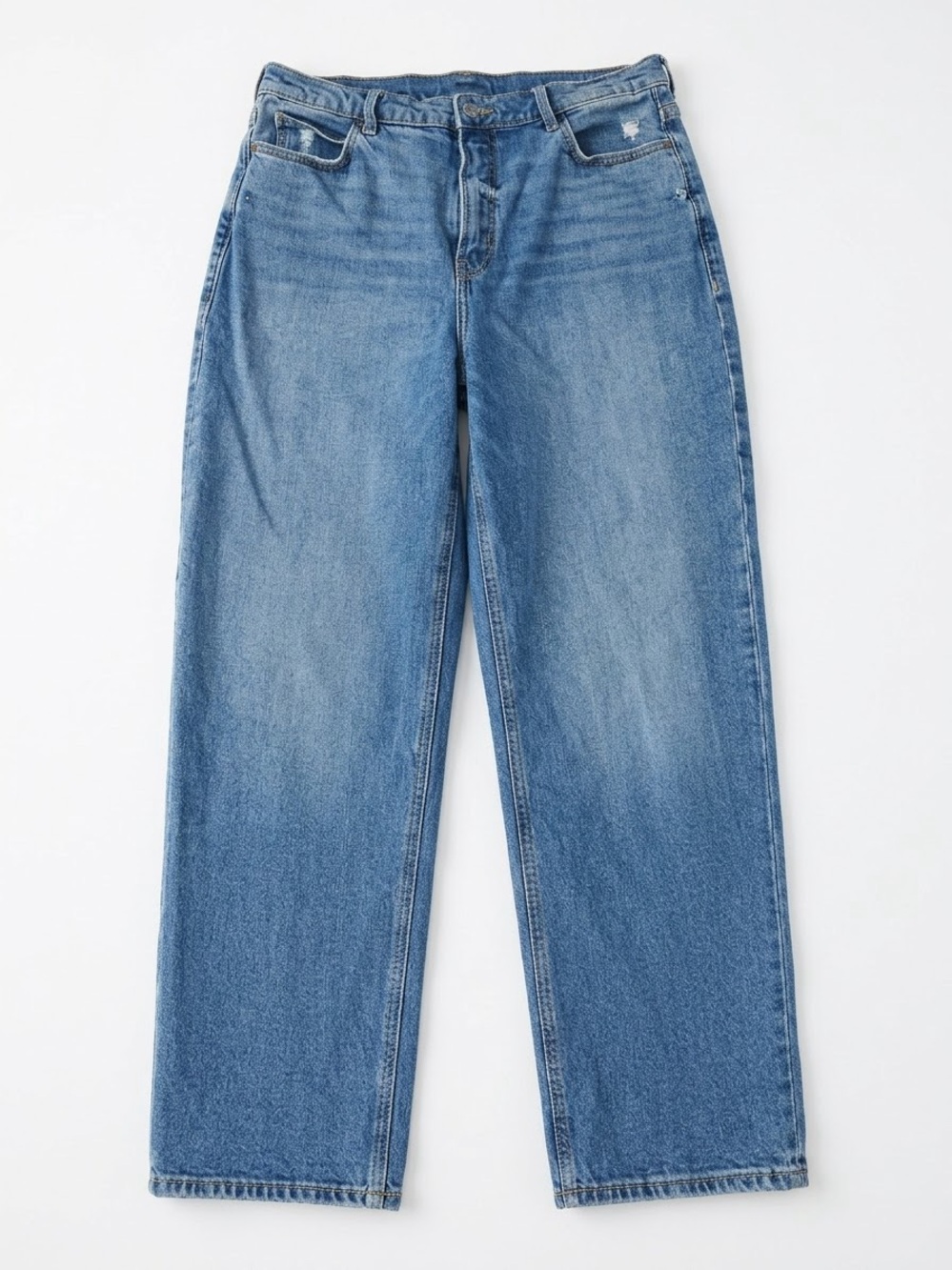 OLD NAVY Blue High Waisted Wide Leg Jeans Size 12 Light Distressing